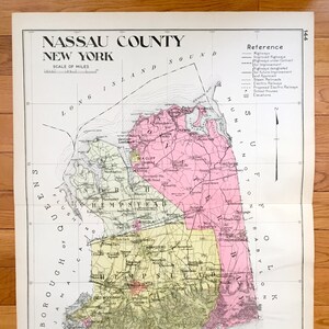 Antike Nassau County, New York 1912 New Century Atlas Karte – Oyster Bay, Hempstead, Mineola, Freeport, Farmingdale, Long Beach, Rockaway, NY