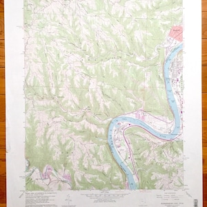 Antieke topografische kaart Businessburg, Ohio en McKeefrey, West Virginia 1960 US Geological Survey - Glendale, Moundsville, Mead, York, Key
