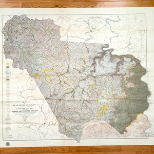 Antique Raleigh County, West Virginia 1916 Geological Survey Map – Beckley, Shady Spring, Crab Orchard, New River Gorge, Lake Stephens, WV