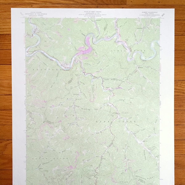 Antique Gilbert, West Virginia 1963 US Geological Survey Topographic Map – Mingo, Wyoming, McDowell County, Strafford, Sandy River, WV