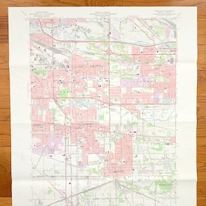 Antique Highland, Indiana 1968 US Geologische Untersuchung Topographische Karte - East Chicago, Gary, Hammond, North, Calumet, Griffith, Merrillville IN