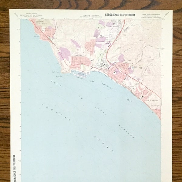 Antique Dana Point, California 1968 US Geological Survey Topographic Map – South Laguna, Three Arch Bay, San Juan Capistrano San Clemente CA