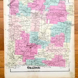 Antike 1874 Orange, New York Karte von Pomeroy, Whitman & Co. Atlas von Schuyler County – Bradford, Monterey, Sugar Hill, Pine Creek, NY