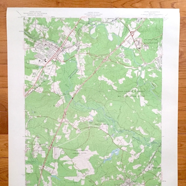 Antique Laurel, Maryland 1957 US Geological Survey Topographic Map – Fort Meade, Howard, Anne Arundel, Prince Georges County, Bowie State MD