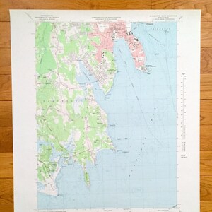 Antike New Bedford, Massachusetts 1977 US Geological Survey topographische Karte - Bussarde Bay, Dartmouth, Fairhaven, Slocum Hals, Smiths Hals