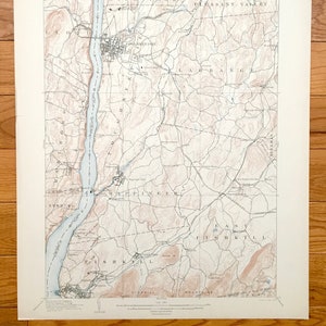 Antique Poughkeepsie, New York Carte topographique de l’US Geological Survey de 1903 – Vallée de la rivière Hudson, Wappinger Fishkill Highland Vassar Beacon NY