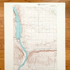 Antike Topographische Karte von Everver, Washington aus dem Jahr 1965 - Grant, Kittitas County, Wanapum Damm, Vantage, Saddle Mountains, WA