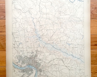 Antique Richmond, Virginia 1895 US Geological Survey Topographic Map – King William, Hanover, Henrico, Chesterfield County, James River, VA