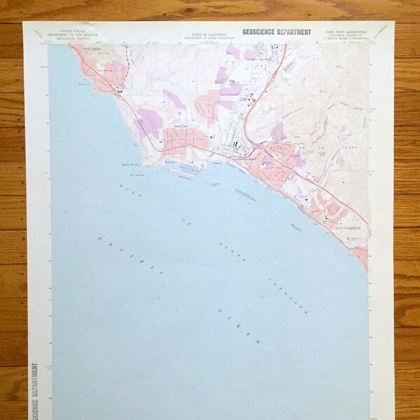 Antique Dana Point, California 1968 US Geological Survey Topographic Map – South Laguna, Three Arch Bay, San Juan Capistrano San Clemente CA