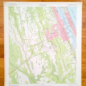 Antique Daytona Beach, Floride 1952 US Geological Survey Carte topographique - Volusia County, Holly Hill, Seabreeze, Halifax River, Coast, FL