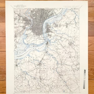 Antique Philadelphie, Pennsylvanie 1894 US Geological Survey Carte – Center City Camden Pensauken Haddonfield Deptford Mantua New Jersey PA NJ
