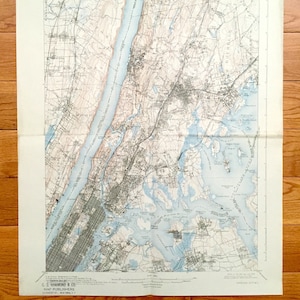 Antique New York City 1900 US Geological Survey Mappa topografica US Geological Survey – Manhattan, The Bronx, Queens, Westchester, New Jersey, Central Park, NY