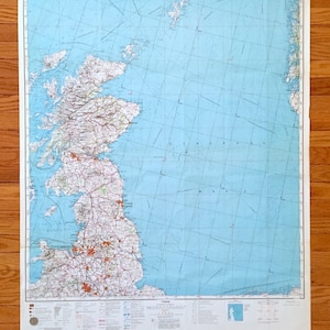 Ancien SOVIETIQUE Ecosse & Nord de l'Angleterre 1973 Carte d'enquête de l'armée russe - Glasgow, Édimbourg, Inverness, Aberdeen Manchester Liverpool Pays de Galles