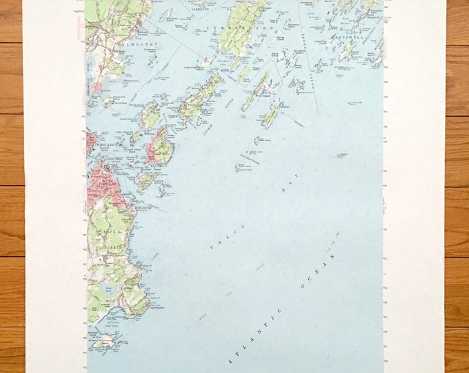 Antique Casco Bay, Maine 1957 US Geological Survey Topographic Map ...