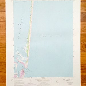 Antique Barnegat Light, New Jersey 1953 Mapa topográfico do US Geological Survey - Ocean County, Lacey, Ocean, Long Beach, Berkeley, Shore, NJ