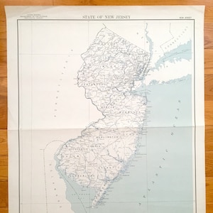 Antike New Jersey State 1948 US Geological Survey Karte – Warren, Hunterdon, Somerset, Atlantik, Cape May, Ozean, Middlesex, Union, Essex, NJ