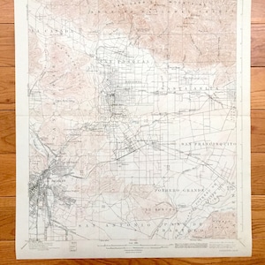 Antique Los Angeles, California 1900 US Geological Survey Topographie Karte – Pasadena, Glendale, San Pasqual, Elysian Park, Eagle Rock, CA LA