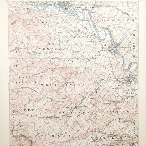 Antique Phoenixville, Pennsylvania 1906 US shops Geological Survey Topographic Map – Chester County, Pottstown, Malvern, Downingtown, Limerick, PA