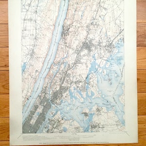 Mapa topográfico antiguo del Servicio Geológico de EE. UU. de la ciudad de Nueva York de 1900: Manhattan, Bronx, Queens, Westchester, Nueva Jersey, Central Park, Harlem NY