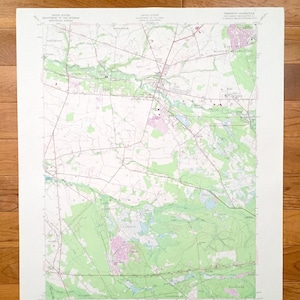 Mapa topográfico antigo de Pemberton, Nova Jersey 1957 do US Geological Survey - Condado de Burlington, Southampton, Springfield, Eastampton, NJ