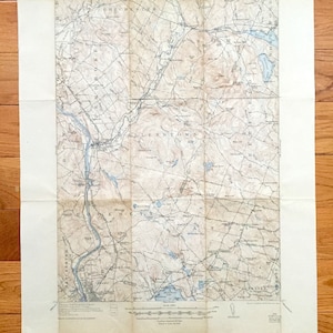 Antique Suncook, New Hampshire 1921 US Geological Survey Toptopic Map – Chichester, Pembroke, Allenstown Deerfield Hooksett Manchester NH