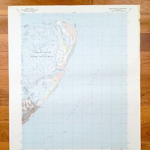 Antike Brigantine Inlet, New Jersey 1989 US Geological Survey topographische Karte — Ozean, Atlantic County, Galloway, Great Bay, Strand, Ei, NJ