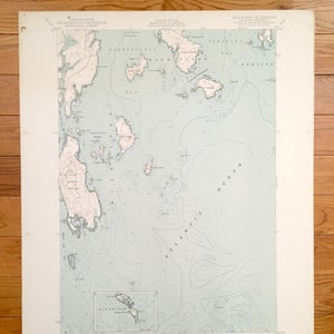 Antiker Bois Bubert, Maine 1950 US-Amerikanisches Erhebungstopographic Map – Washington County, Harrington, Addison, Milbridge, Dyer Island, ME