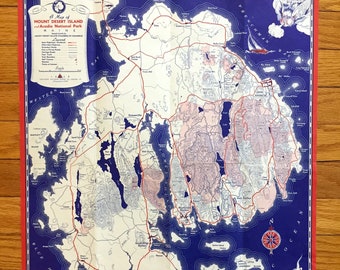 Antique Mount Desert Island, Maine 1938 US Geological Survey Topographic Map – Acadia National Park, Hancock County, Bar Harbor, Tremont, ME