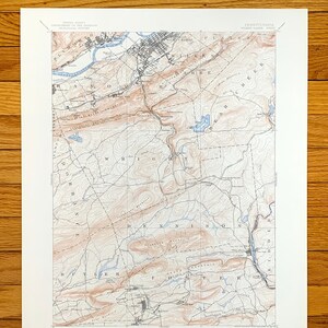 Antica mappa topografica di Wilkes-Barre, Pennsylvania 1891 US Geological Survey - Plymouth, Hanover, Wright, Dorrance, Dennison, Foster, Butler