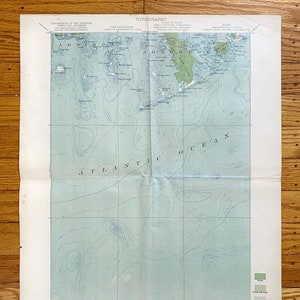 Antike Great Wass Island, Maine 1921 US Geologische Übersicht Topographische Karte - Addison, Jonesport Head Harbour Washington County New England ME
