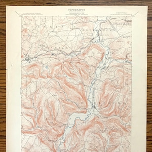 Antique Schoharie, New York 1900 US Geological Survey Topographic Map – County, Cobleskill, Central Bridge, Middleburgh, Howes Cave, NY