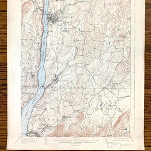Antique Poughkeepsie, New York 1903 US Geological Survey Topografische kaart – Hudson River Valley, Wappinger Fishkill Highland Vassar Beacon NY
