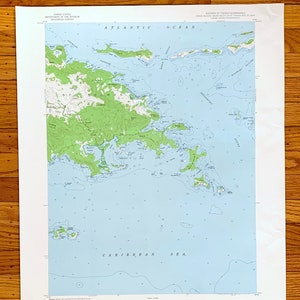 Antigo St Thomas, Ilhas Virgens dos EUA 1954 Mapa topográfico do US Geological Survey - Red Hook, Benner, St James, Frydendal, Mandal, Mariendal VI