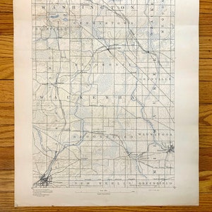 Antique Waukesha, Wisconsin 1892 US Geological Survey Carte topographique – Comté de Washington, Milwaukee, Wautatosa, Pewaukee, Brookfield, WI