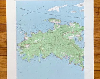 Antique St John, US Virgin Islands 1958 US Geological Survey Topographic Map – Cruz Bay, Chocolate Hole, Maho Beach, Concordia, Enighed, VI