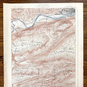Antique Williamsport, Pennsylvanie 1923 US Geological Survey Carte topographique – Lycoming, Clinton, Union County, Susquehanna River, PA