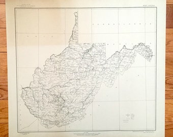 Antique West Virginia State 1944 US Geological Survey Topographic Map – Charleston, Huntington, Monon, Morgantown, Panhandle, Monongahela WV