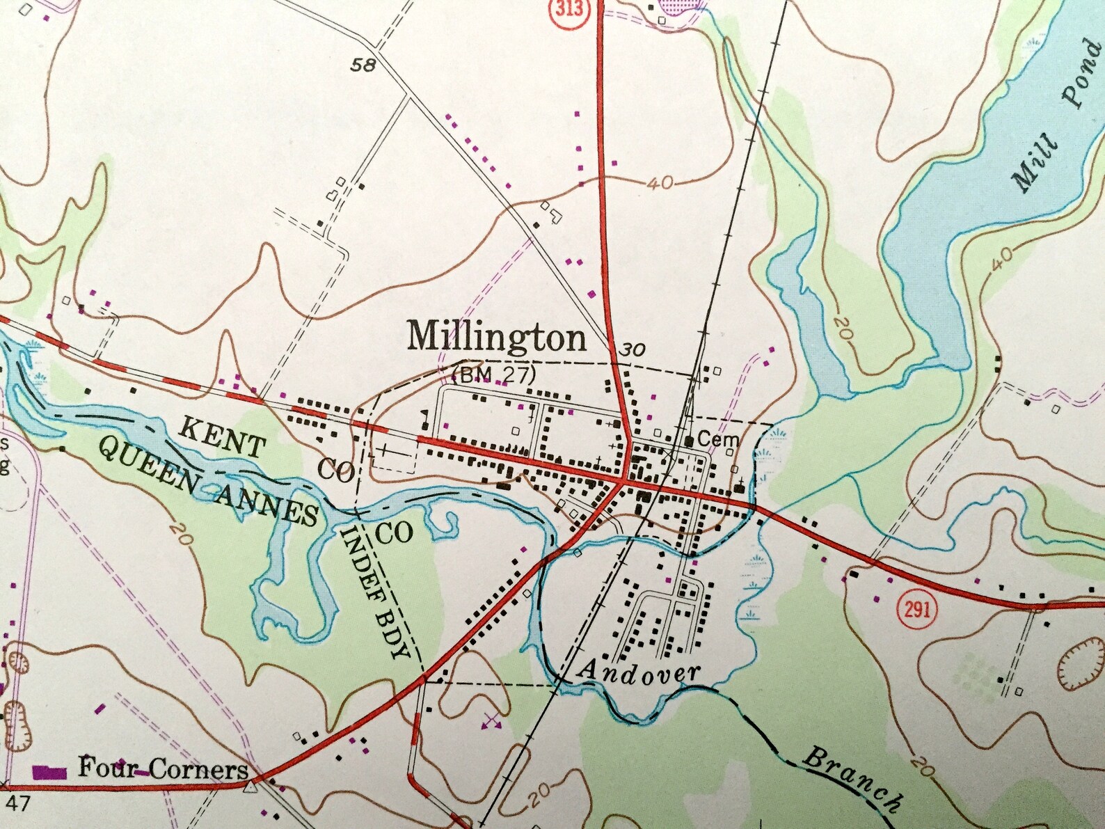 Antique Millington Maryland 1953 US Geological Survey Mappa Etsy Italia