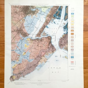 Antique Staten Island, New York City 1901 US Geological Survey Mappa topografica – Manhattan, Brooklyn, Newark Bayonne Elizabeth New Jersey NY