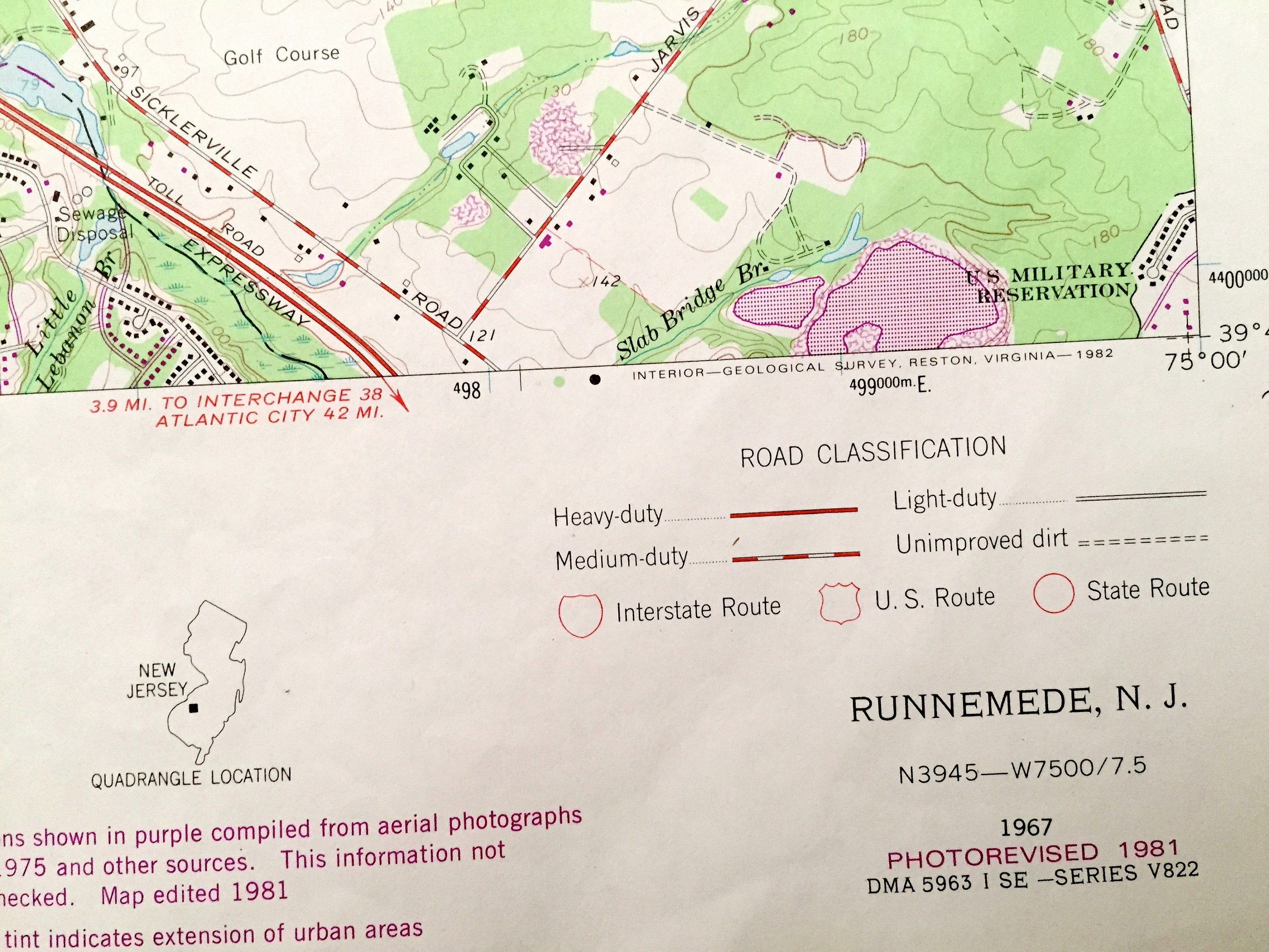 Antique Runnemede New Jersey 1967 US Geological Survey Etsy UK