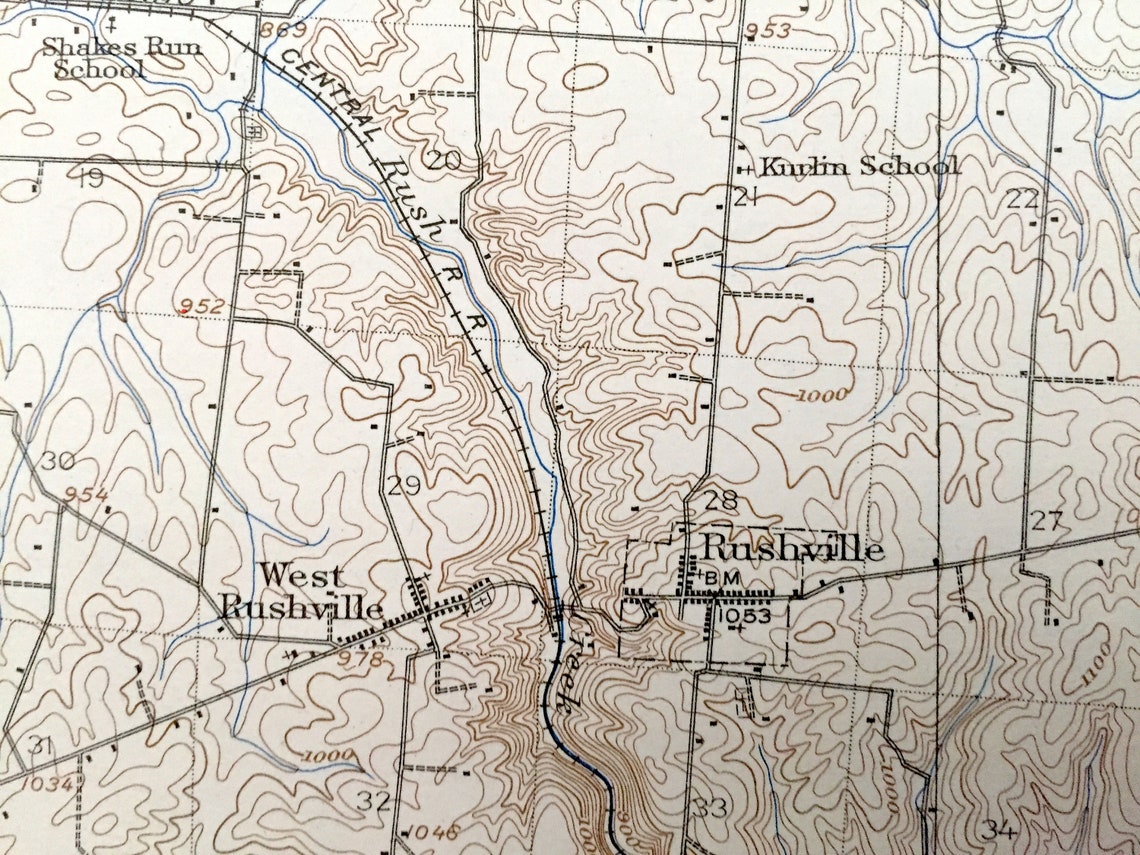 Antique Thornville Ohio 1909 US Geological Survey Topographic Etsy