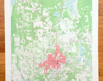 Antique De Land, Florida 1964 US Geological Survey Map – Condado de Volusia, Glenwood, Deleon Springs, Daytona Park Estates