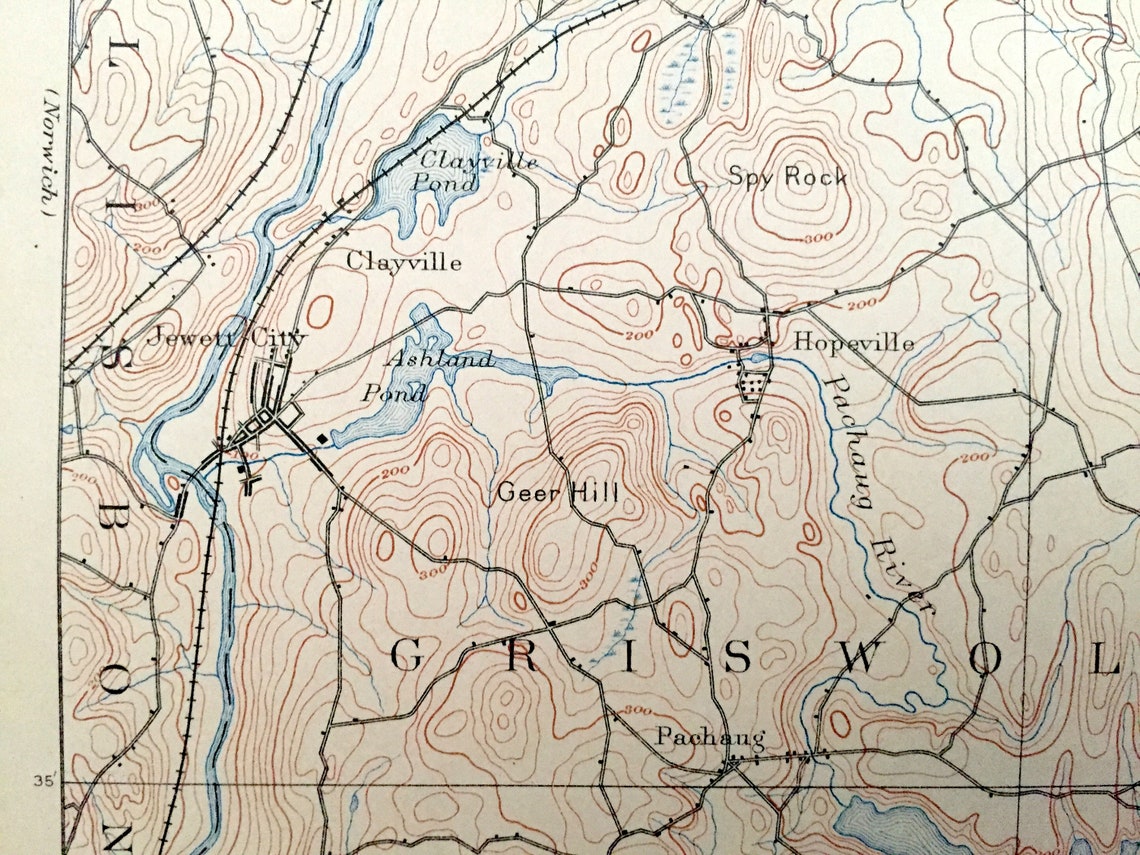Antique Moosup Connecticut 1893 US Geological Survey Etsy
