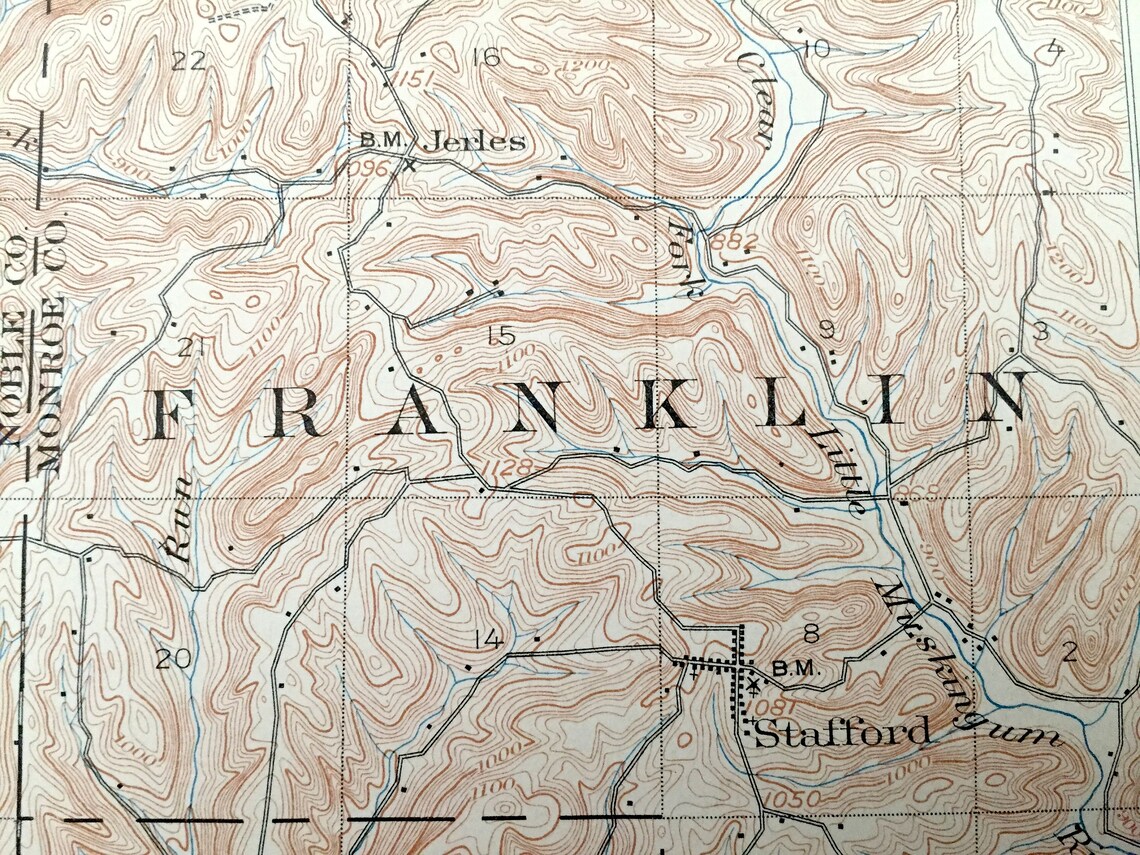 Antique Macksburg Ohio 1905 US Geological Survey Topographic Etsy