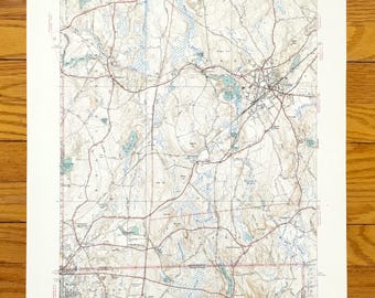 May include: A vintage topographic map of Franklin, Massachusetts, printed by the United States Department of the Interior, Geological Survey. The map shows roads, rivers, and other geographical features.