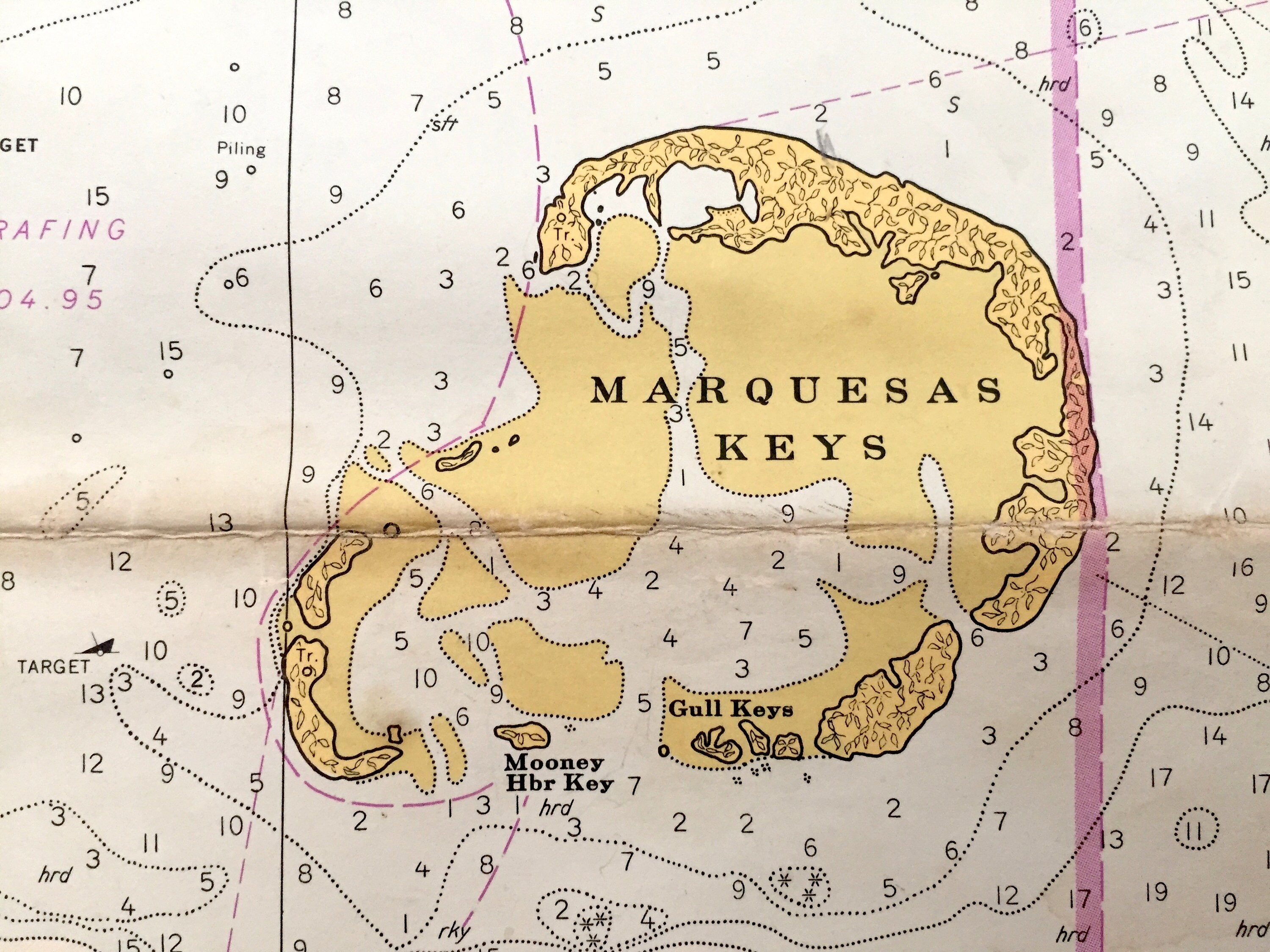 Antique Florida Keys 1962 US Coast Guard Nautical Map Marquesas Keys