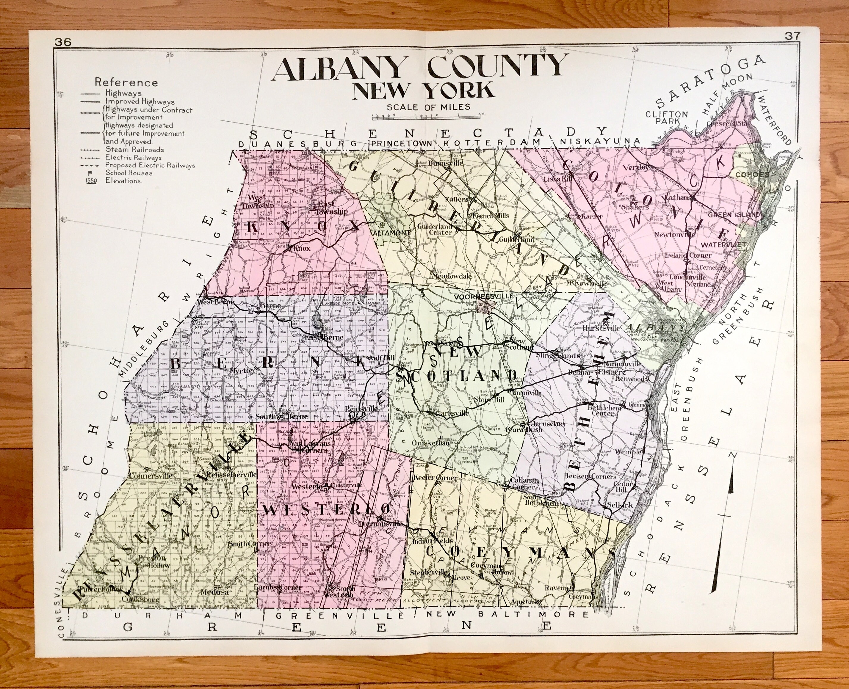 Albany County Ny Map Antique Albany County New York 1912 New Century Atlas Map | Etsy Hong Kong