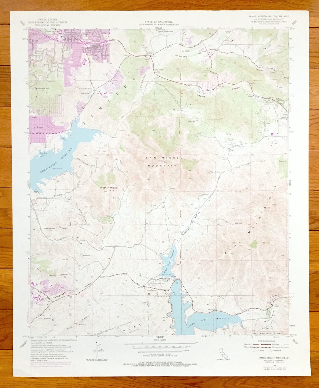 Antique Jamul Mountains, California 1955 US Geological Survey
