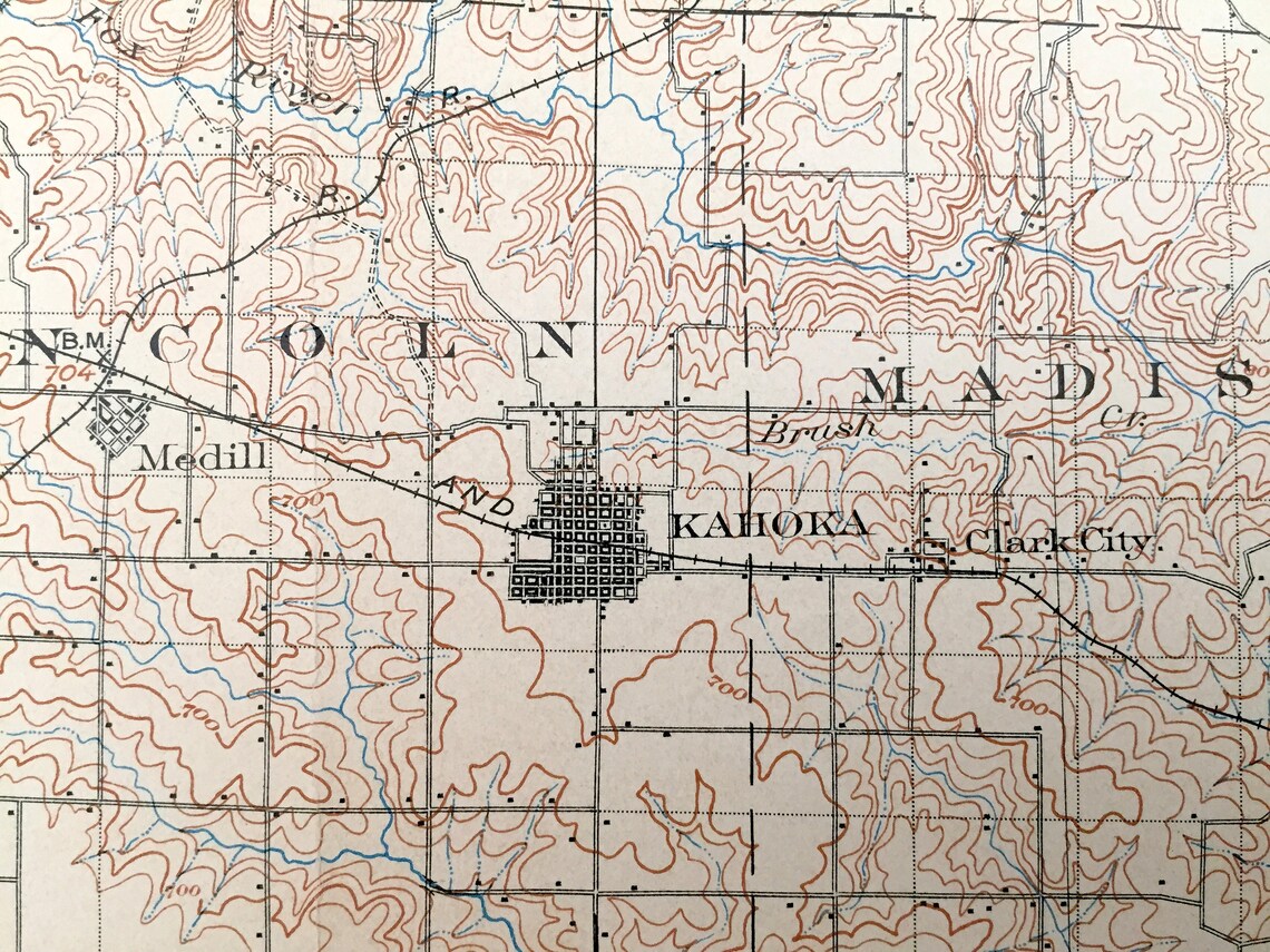 Antique Kahoka Missouri 1903 US Geological Survey Topographic Etsy