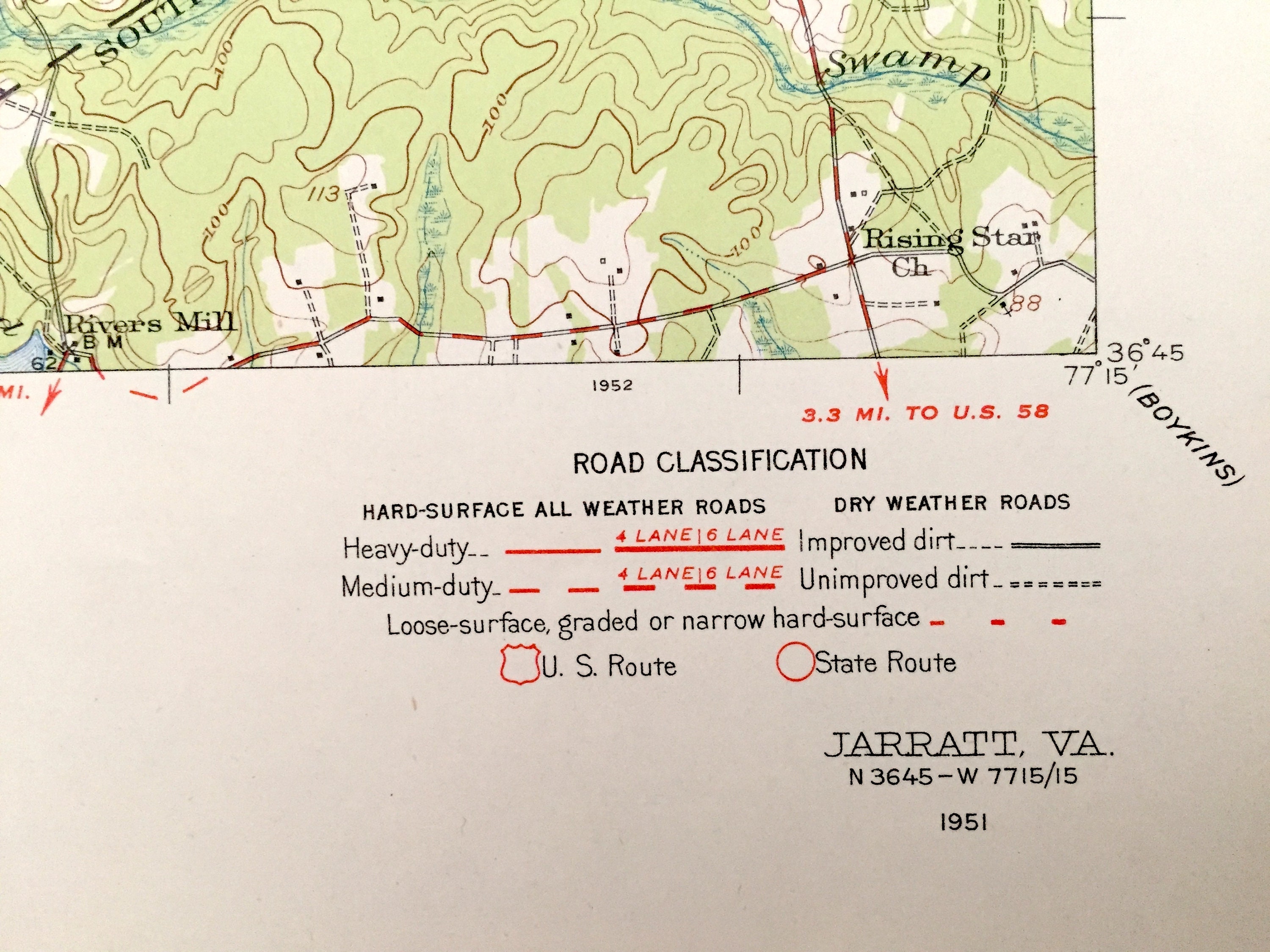 Antique Jarratt Virginia 1951 US Geological Survey Etsy